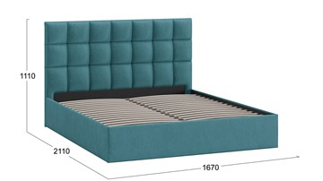 Кровать 2-спальная Эмбер тип 1 (Микровелюр Wellmart Indigo) в Салехарде - предосмотр 2