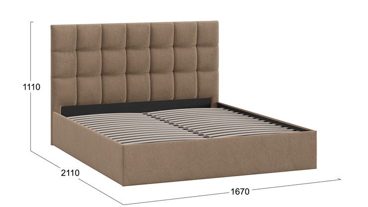 Двуспальная кровать Эмбер тип 1 (Микровелюр Wellmart Latte) в Салехарде - изображение 2