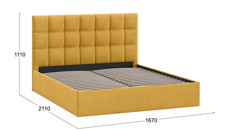 Кровать 2-спальная Эмбер тип 1 (Микровелюр Wellmart Yellow) в Салехарде - изображение 2