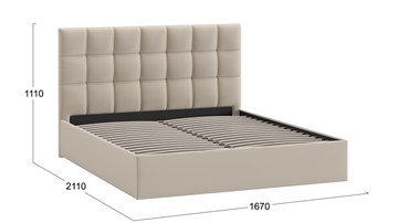 Кровать 2-спальная Эмбер тип 1 (Велюр Confetti Cream) в Салехарде - предосмотр 2