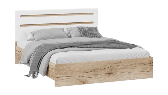 Кровать в спальню Фьюжн ТД-260.01.03 (Дуб Делано, Белый глянец) в Салехарде - изображение