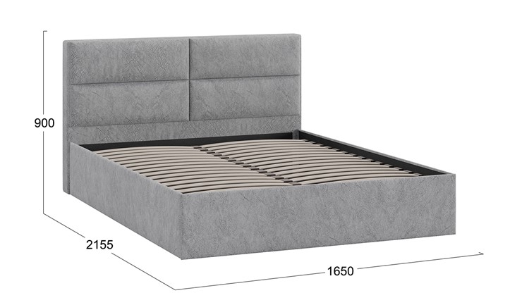 Кровать спальная Глосс Тип 1 (Микровелюр Wellmart Silver) в Салехарде - изображение 1