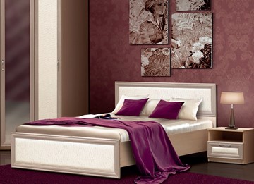 Двуспальная кровать Камелия, 1600, шимо светлый/белый кожзам в Салехарде