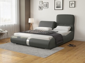 Кровать спальная Лукка 140х200, Экокожа (Темно-серый) в Салехарде - предосмотр