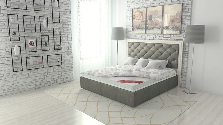 Кровать в спальню Манхэттен 180х200 (с основанием), с высотой спинки - 140 см в Салехарде - изображение 1