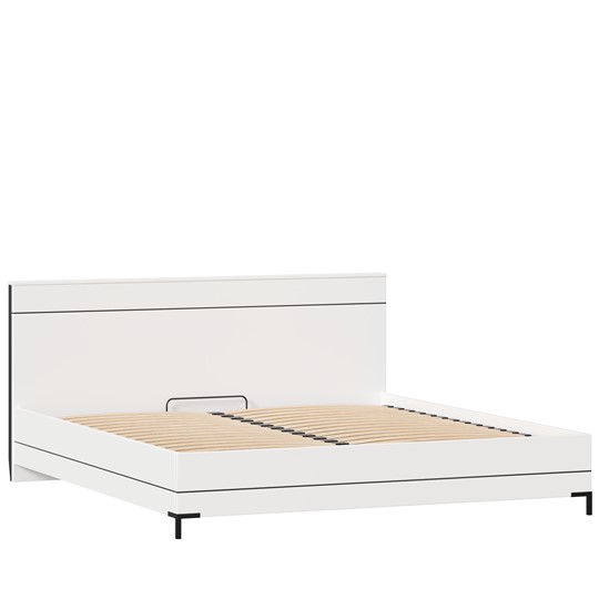 Кровать двуспальная Норд 1800 ЛД 677.150.000.020 с основанием, Белый/Черный в Салехарде - изображение 1