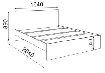 Кровать двуспальная Осло М14 с настилами Лайт (Цемент светлый) в Салехарде - предосмотр 1