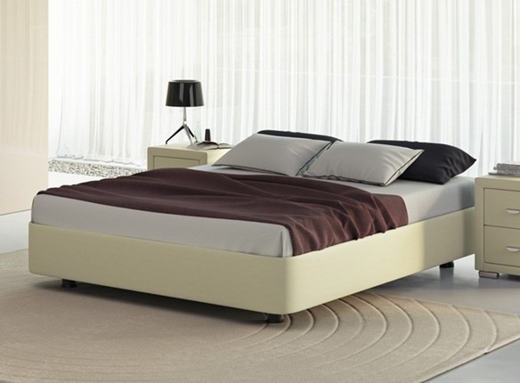 Двуспальная кровать Rocky Base 200x200, Экокожа (Кремовый) в Салехарде - изображение
