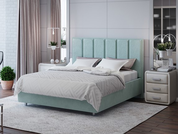 Двуспальная кровать Routa 200х200, Велюр (Monopoly Мятный лёд (670)) в Надыме - изображение