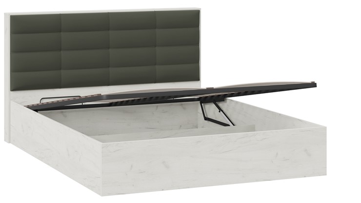 Кровать с подъемным механизмом Агата тип 1 (Дуб крафт белый, Велюр Серый) в Салехарде - изображение 2