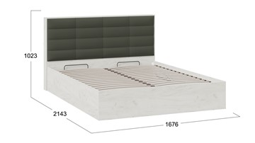Кровать с подъемным механизмом Агата тип 1 (Дуб крафт белый, Велюр Серый) в Салехарде - предосмотр 4