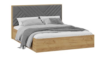 Кровать в спальню с подъемным механизмом Хилтон Тип 1 с заглушиной (Дуб Крафт золотойВелюр Серый) в Лабытнанги