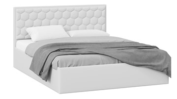 Кровать 2-спальная с подъемным механизмом Порто (Экокожа белая Polo) без заглушины в Салехарде - предосмотр
