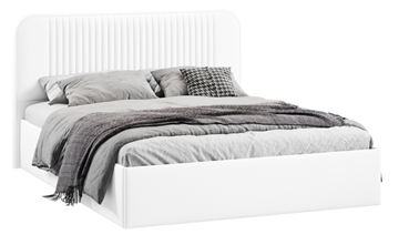 Спальная кровать с подъемным механизмом с заглушиной Тиффани тип 1 (Экокожа белая Polo) в Лабытнанги