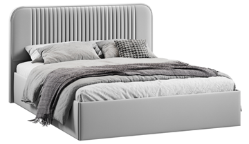 Кровать в спальню с подъемным механизмом с заглушиной Тиффани тип 1 (Микровелюр Confetti Silver) в Салехарде