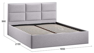 Кровать в спальню с подъемным механизмом с заглушиной Стелла тип 1 (Микровелюр Jercy Silver) в Салехарде - предосмотр 3