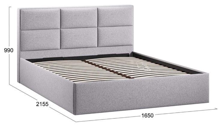 Кровать в спальню с подъемным механизмом Стелла тип 1 (Микровелюр Jercy Silver) в Салехарде - изображение 3