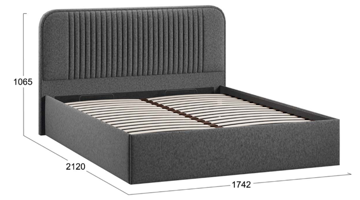Кровать 2-спальная Тиффани тип 1 (Микровелюр Jercy Graphite) в Салехарде - изображение 3
