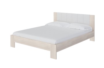 Кровать 2-спальная Soft 1, 160х200, ЛДСП Дуб Шамони+экокожа (Дуб Шамони с белым) в Салехарде