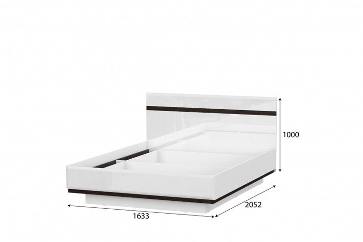 Кровать спальная Соло универсальная 1,6х2,0, белый/белый глянец/венге в Салехарде - изображение 1