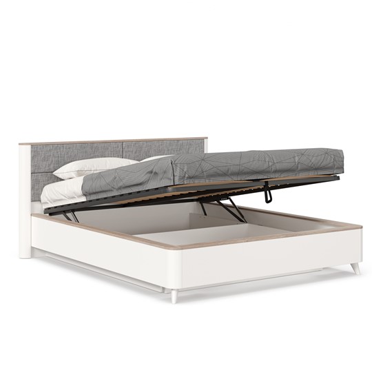 Кровать двуспальная Стефания 1600 с подъемным механизмом ЛД 413.140, Дуб Маувелла PR/Белый в Салехарде - изображение 2