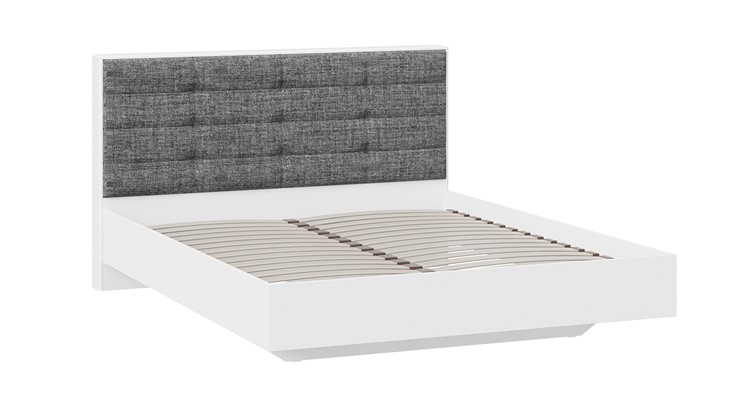 Кровать Тесса (Белый Жемчуг/Рогожка серая) в Салехарде - изображение 1