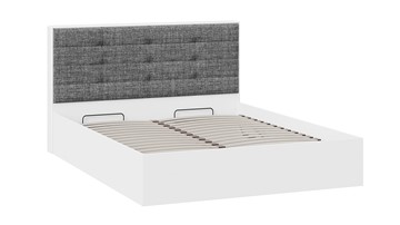 Кровать с подъемным механизмом Тесса (Белый Жемчуг/Рогожка серая) в Салехарде - предосмотр 1