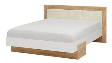 Кровать спальная Тоскана 1600 (Дуб крафт золотой/Белый поры глубокие) с основанием в Новом Уренгое
