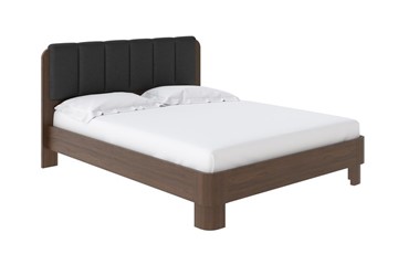 Двуспальная кровать Wood Home 2, 160х200, Экокожа (Орех (сосна) с брашированием/Черный) в Салехарде