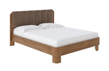 Спальная кровать Wood Home 2, 160х200, Флок (Антик (сосна) с брашированием/Бентлей Какао) в Салехарде