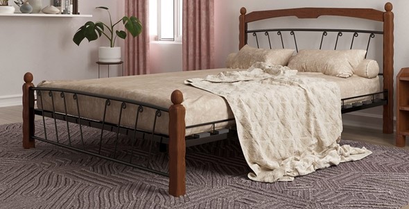 Кровать в спальню Муза 1, 1600, черный/махагон в Ноябрьске - изображение