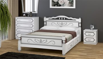 Кровать с выкатными ящиками Карина-5 (Белый Жемчуг) 120х200 в Салехарде