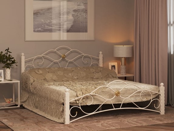 Кровать 2-спальная Гарда 3, 160х200, белая в Губкинском - изображение