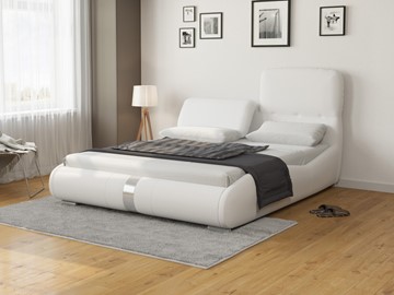 Спальная кровать Лукка 160х200, Экокожа (Белый) в Салехарде - предосмотр