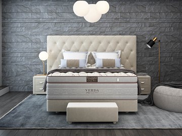 Кровать спальная Luxe/Podium M 160х200, Флок (Велсофт Бежевый) в Новом Уренгое