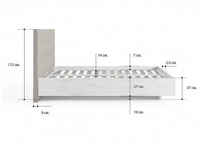 Кровать с подъемным механизмом Luiza (ясмунд) 140х190 в Салехарде - изображение 3