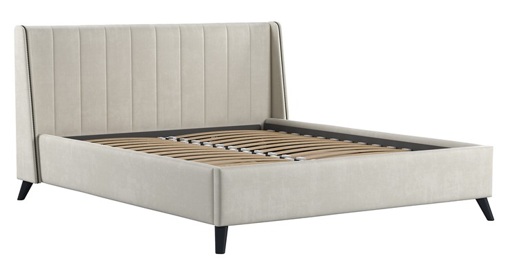 Кровать с подъемным механизмом Мелисса 160,арт. Тори 56 велюр (светло-бежевый) + кроватное дно в Салехарде - изображение 1