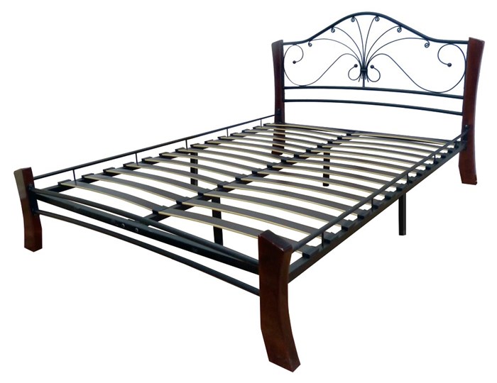 Кровать 1.5-спальная Фортуна 4 Лайт, 1200, черный/шоколад в Салехарде - изображение 1