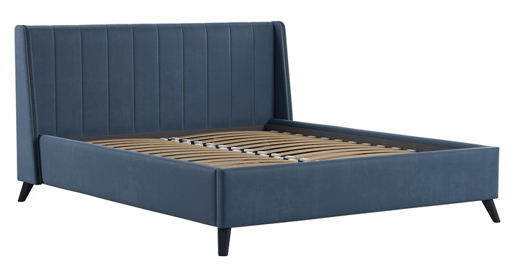 Кровать с подъемным механизмом Мелисса 180,арт. Тори 83 велюр (серо-синий) + кроватное дно в Салехарде - изображение 1