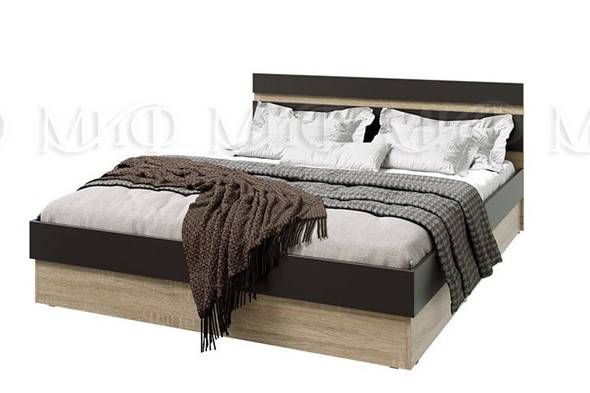 Кровать 1.5-спальная Ким 140, Графит софт, сонома в Салехарде - изображение