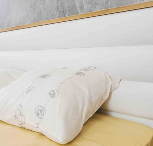 Кровать двуспальная Айрис 306 1800 с гибкими ламелями металл, Белый-Дуб золотистый в Салехарде - предосмотр 2