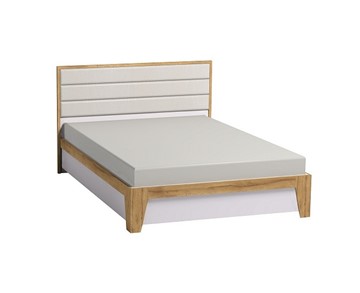 Кровать двуспальная Айрис 307 1600 с гибкими ламелями металл, Белый-Дуб золотистый в Салехарде - предосмотр