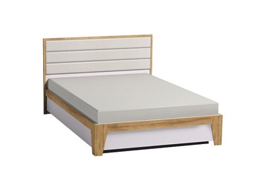 Кровать полутороспальная Айрис 308 1400 с гибкими ламелями металл, Белый-Дуб золотистый в Салехарде - предосмотр 1