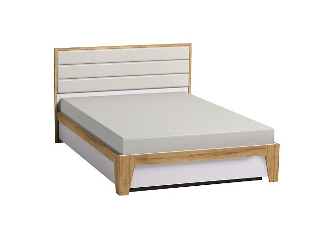 Кровать полутороспальная Айрис 308 1400 с гибкими ламелями металл, Белый-Дуб золотистый в Салехарде - изображение 1