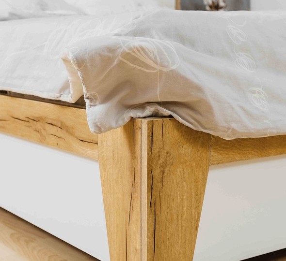 Кровать полутороспальная Айрис 308 1400 с гибкими ламелями металл, Белый-Дуб золотистый в Салехарде - изображение 4