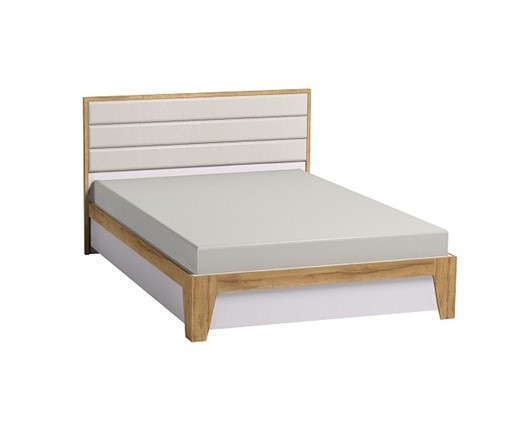 Кровать полутороспальная Айрис 308 1400 с гибкими ламелями металл, Белый-Дуб золотистый в Салехарде - изображение