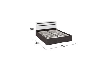 Кровать 2-спальная с подъемным механизмом Фьюжн ТД-260.01.04 (Белый глянец, Венге Линум) в Салехарде - предосмотр 2