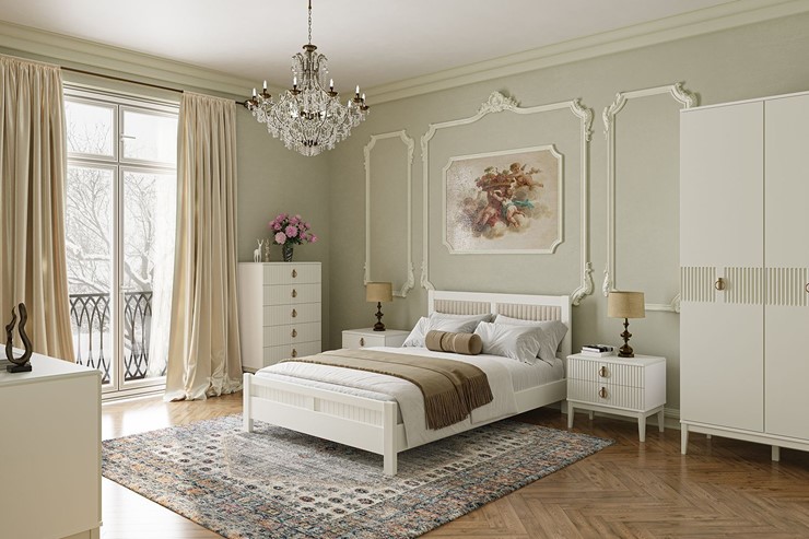 Кровать 2-спальная Фрида (белый античный) 160х200 в Салехарде - изображение 2