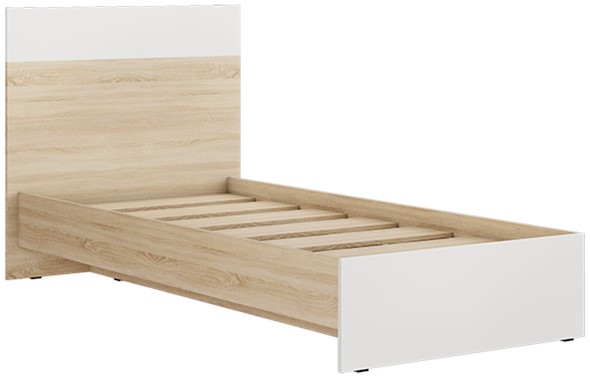 Кровать односпальная Кр-44 Лайт 90х200 Дуб Сонома/Белый в Салехарде - изображение
