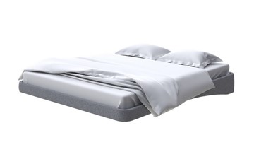 Парящая кровать 2-спальная 160х200, Искусственная шерсть (Лама Темно-серый) в Салехарде